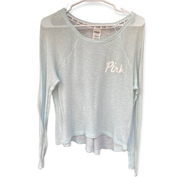 NWOT Victoria’s Secret’s Pink Cropped Sweater Aqua Size XS - Picture 1 of 5